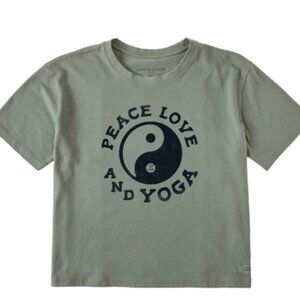 NWT – Women’s Life Is Good Peace, Love & Yoga Crusher Boxy Tee
